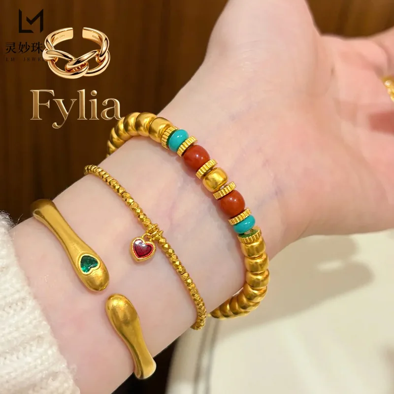 Fylia Jewelry Fylia Jewelry 9999 ancient method engraved old beads Nan red bracelet 24K real gold fortune beads year bracelet
Fylia Jewelry Fylia Jewelry 9999 ancient method engraved old beads Nan red bracelet 24K real gold fortune beads year bracelet