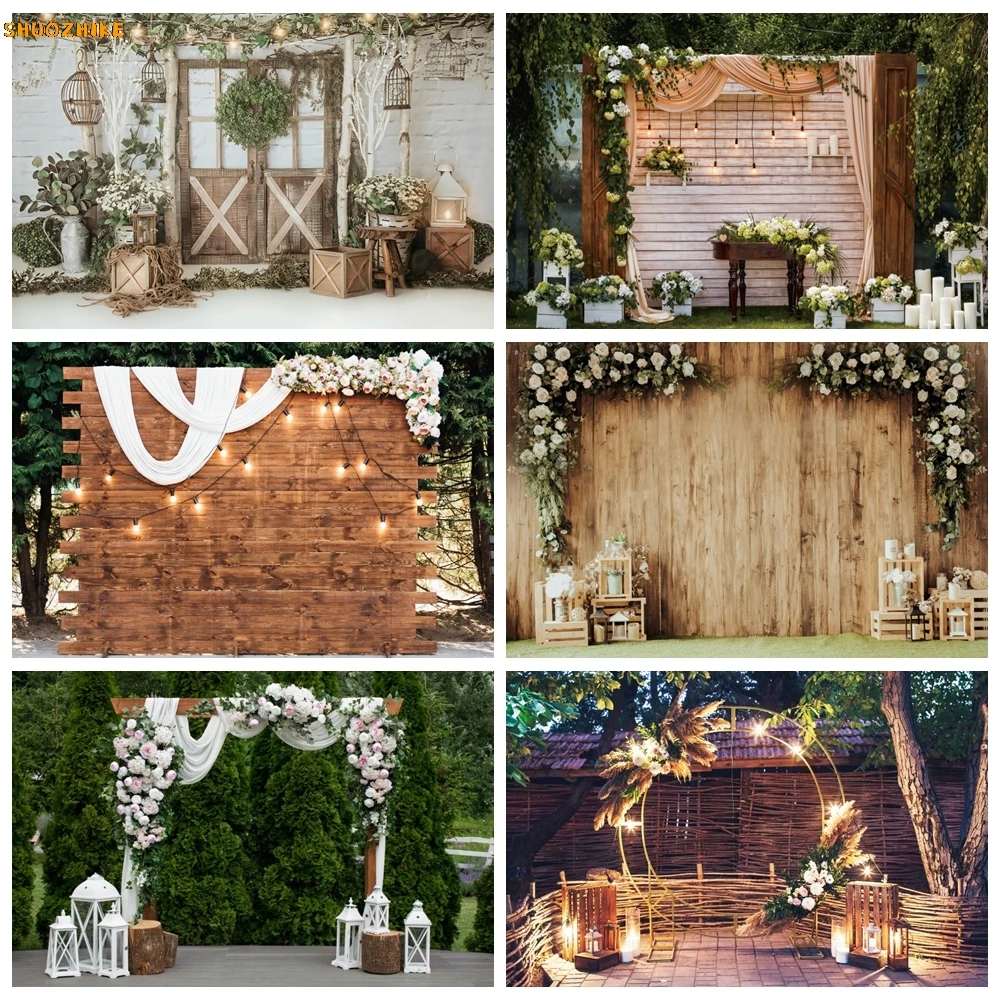 Wedding Wooden Wall Backdrops Vintage Garland With Luminous Bulbs Decor Pots With Flowers Candle Party Photographic Backdrops
Wedding Wooden Wall Backdrops Vintage Garland With Luminous Bulbs Decor Pots With Flowers Candle Party Photographic Backdrops