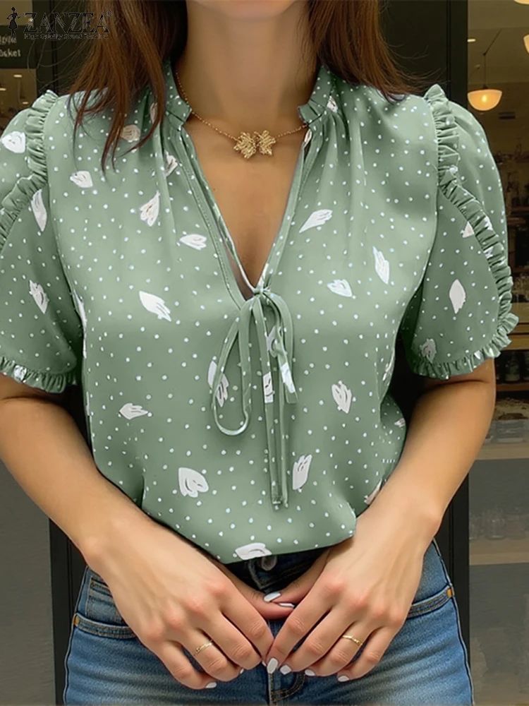 ZANZEA 2025 Women Bohemian Blouse Vintage Print Tunic Tops Summer V-Neck Casual Fashion Short Sleeve Shirts Bandage Loose Blusas
ZANZEA 2025 Women Bohemian Blouse Vintage Print Tunic Tops Summer V-Neck Casual Fashion Short Sleeve Shirts Bandage Loose Blusas