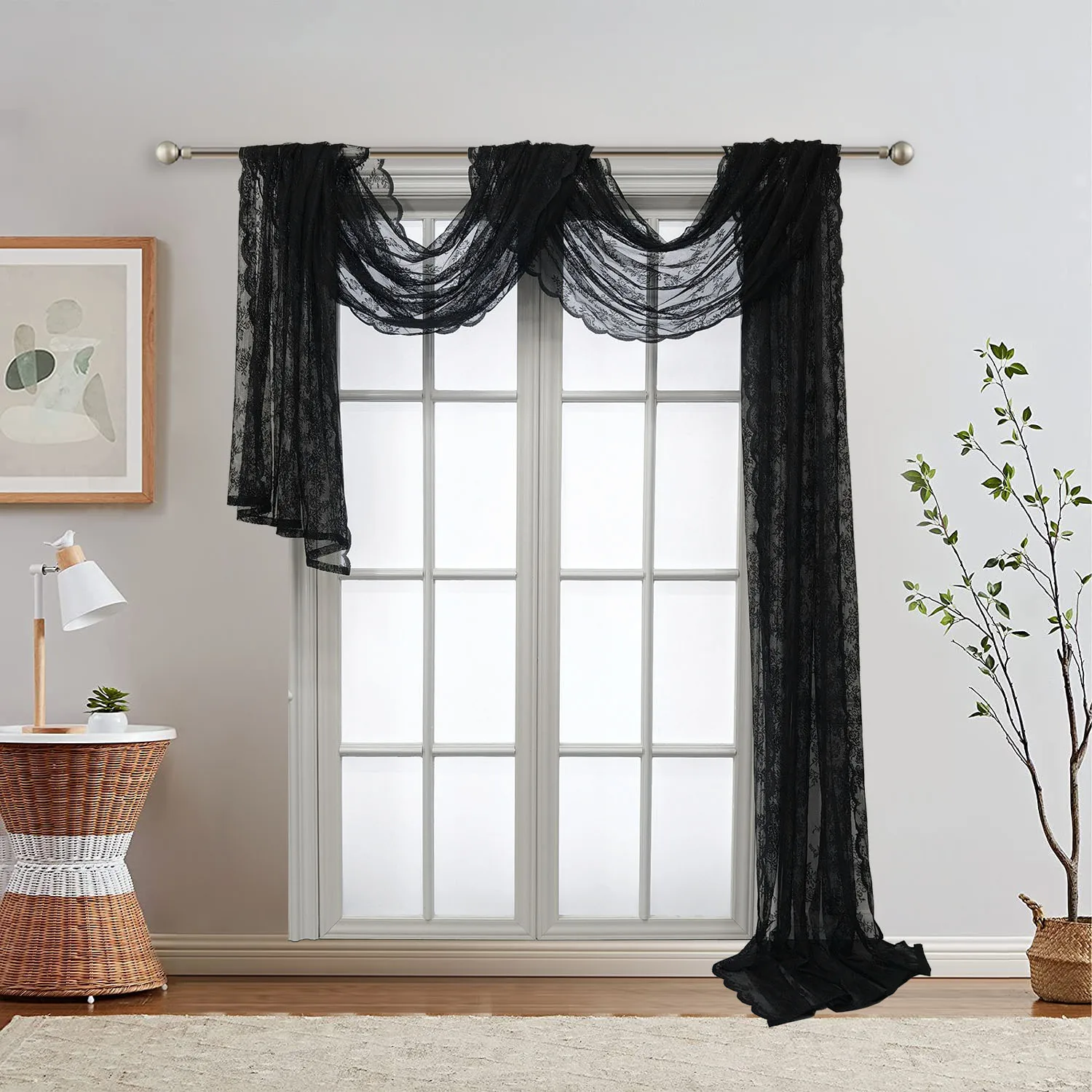 Black Luxury Floral Embroidery Elegant Jacquard Sheer Scarf Valance Extra Long Voile Wedding Arch Bed Canopy Party Backdrop
Black Luxury Floral Embroidery Elegant Jacquard Sheer Scarf Valance Extra Long Voile Wedding Arch Bed Canopy Party Backdrop