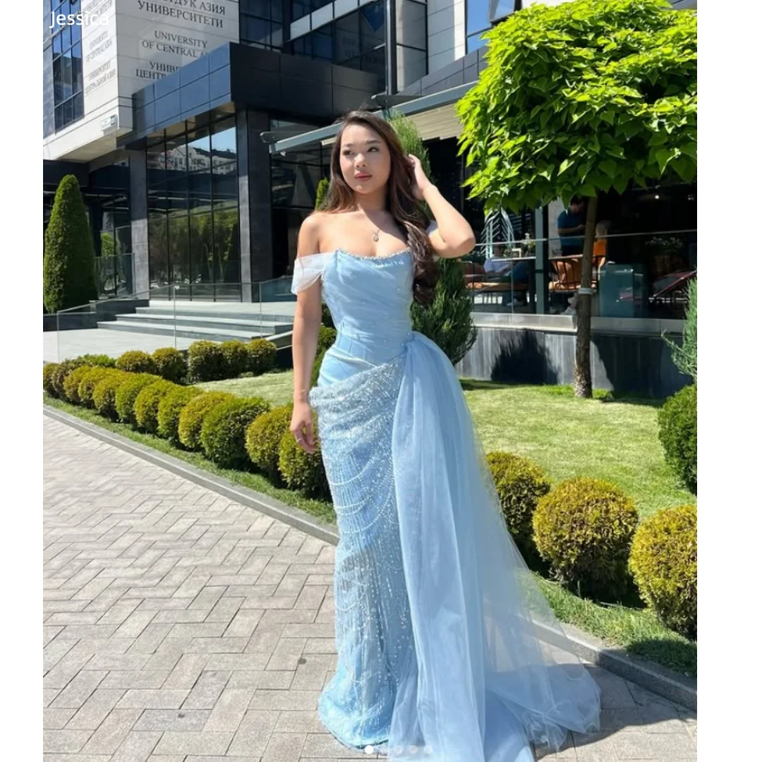 Jessica Sky blue Evening Dresses Formal occasions Prom Dresses Fitted off-shoulder beaded jewelry Party Dresses
Jessica Sky blue Evening Dresses Formal occasions Prom Dresses Fitted off-shoulder beaded jewelry Party Dresses