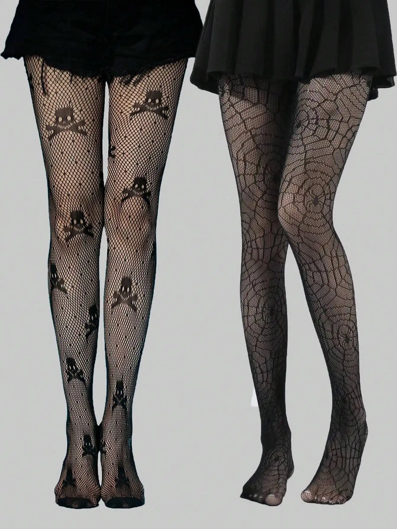 2 Pairs Gothic Fishnet Tights for Women - Skull & Spider Web Pattern, Halloween & Everyday Wear
2 Pairs Gothic Fishnet Tights for Women - Skull & Spider Web Pattern, Halloween & Everyday Wear