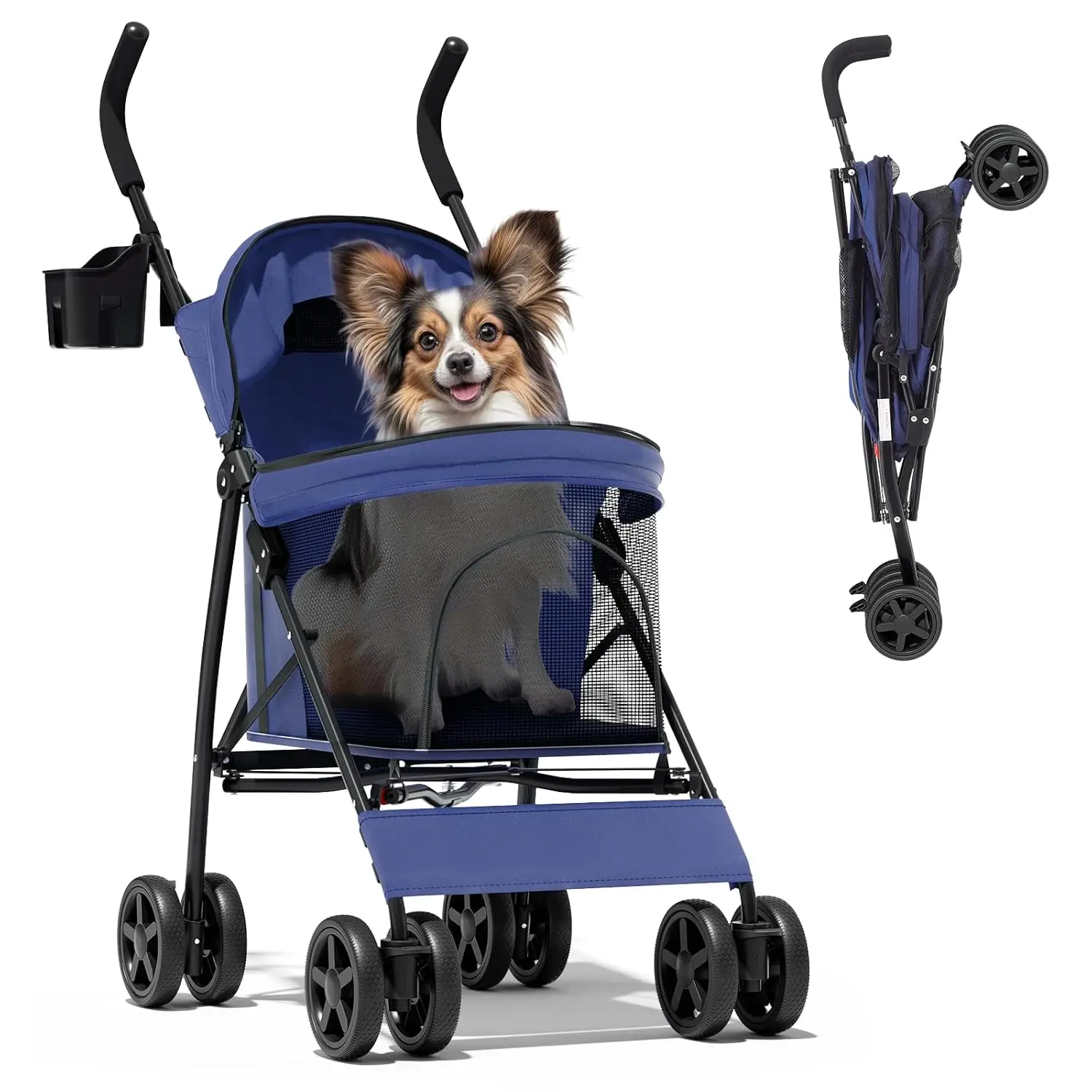 Compact Pet Stroller for Small-Medium Dogs/Cats up to 22lbs, Lightweight Foldable with Breathable Mesh, Cup Holder & Storage
Compact Pet Stroller for Small-Medium Dogs/Cats up to 22lbs, Lightweight Foldable with Breathable Mesh, Cup Holder & Storage