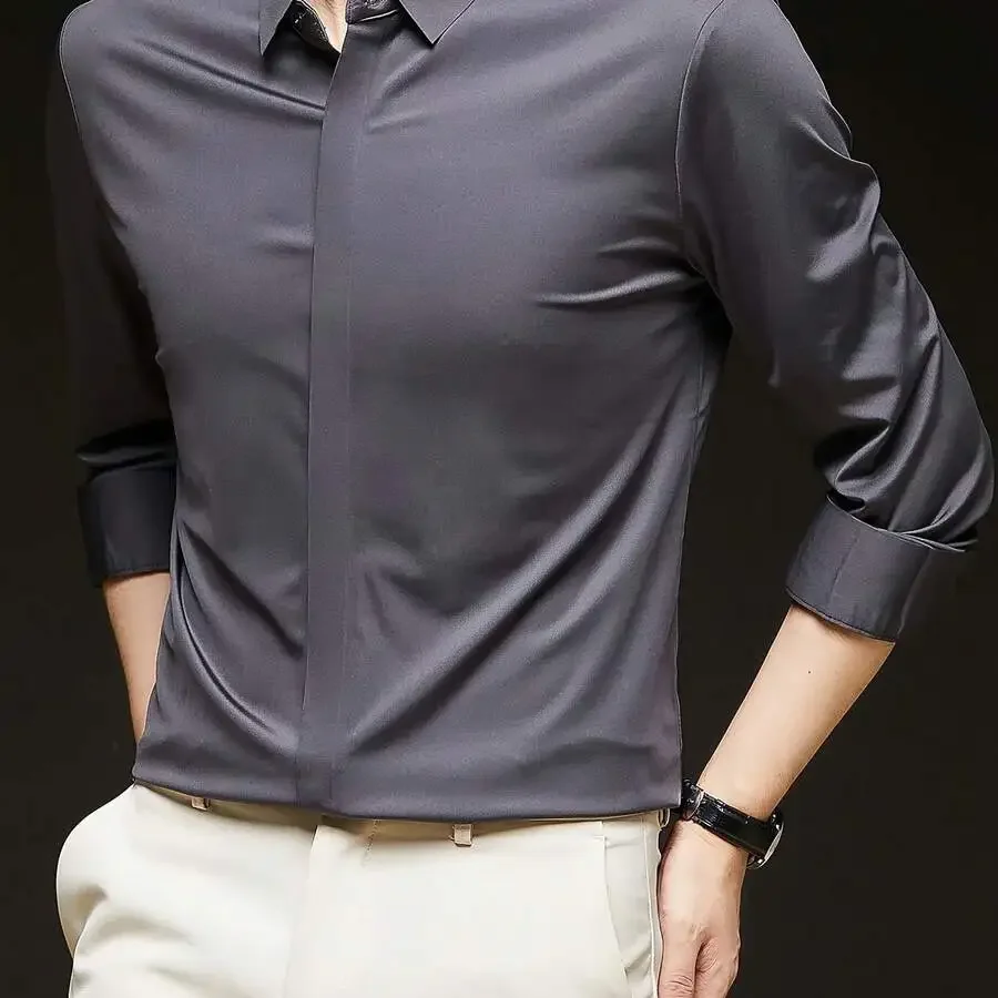 Mens Formal Dress Shirt Solid Color Long Sleeve Business Top Polyester Elastane Stretch
Mens Formal Dress Shirt Solid Color Long Sleeve Business Top Polyester Elastane Stretch