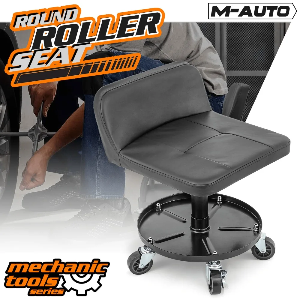 Rolling Garage Stool, 300 lbs Capacity, Adjustable Height Mechanic Seat with Tool Tray and 360 Degree Swivel Casters
Rolling Garage Stool, 300 lbs Capacity, Adjustable Height Mechanic Seat with Tool Tray and 360 Degree Swivel Casters