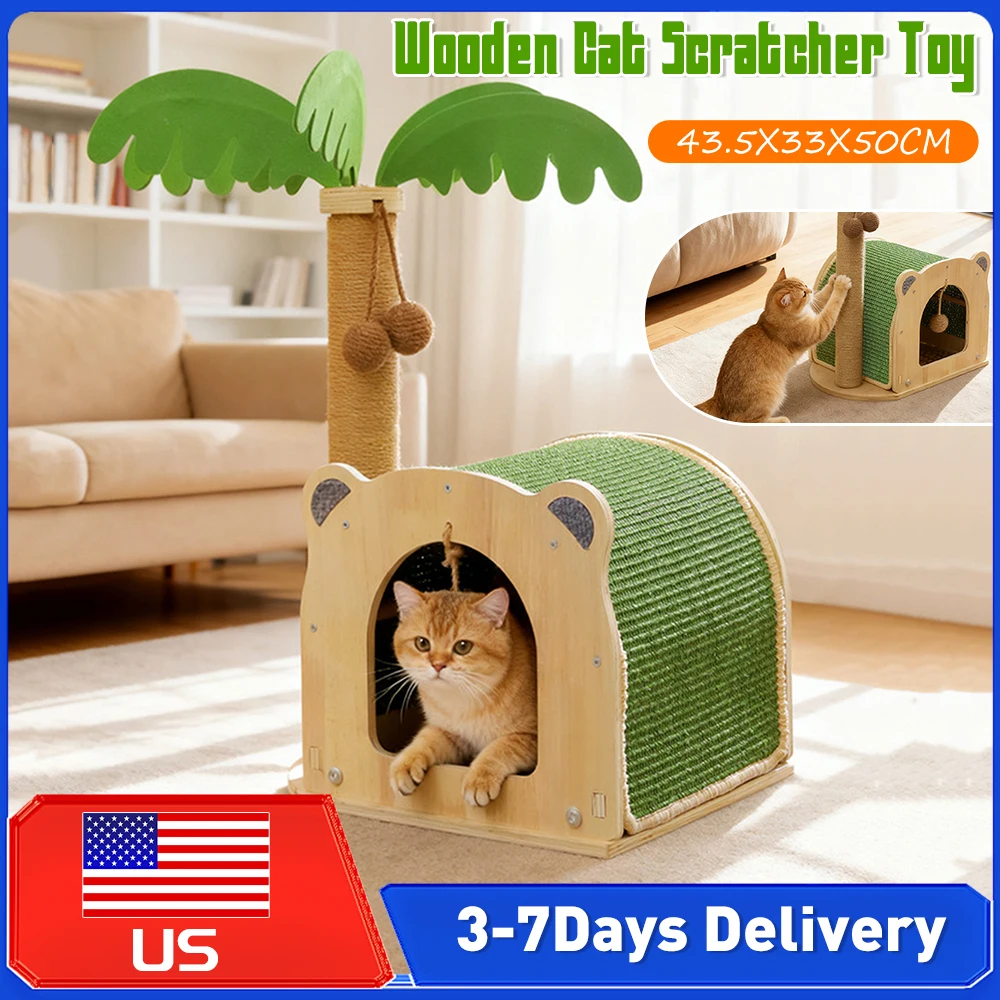 Coconut Tree Cat Scratching Post Wooden Cat Tree with Hanging Ball Cozy Condo Wide Perch for Indoor Kittens Adult Cats Play Rest
Coconut Tree Cat Scratching Post Wooden Cat Tree with Hanging Ball Cozy Condo Wide Perch for Indoor Kittens Adult Cats Play Rest