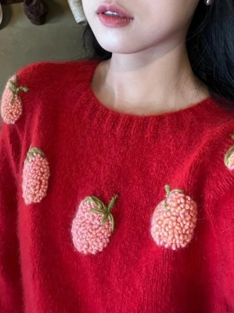 Sweet Hot Girl Red Strawberry O-neck Sweater Women's Winter Preppy Style Loose Knitted Pullover Fashion Female Clothes
Sweet Hot Girl Red Strawberry O-neck Sweater Women's Winter Preppy Style Loose Knitted Pullover Fashion Female Clothes