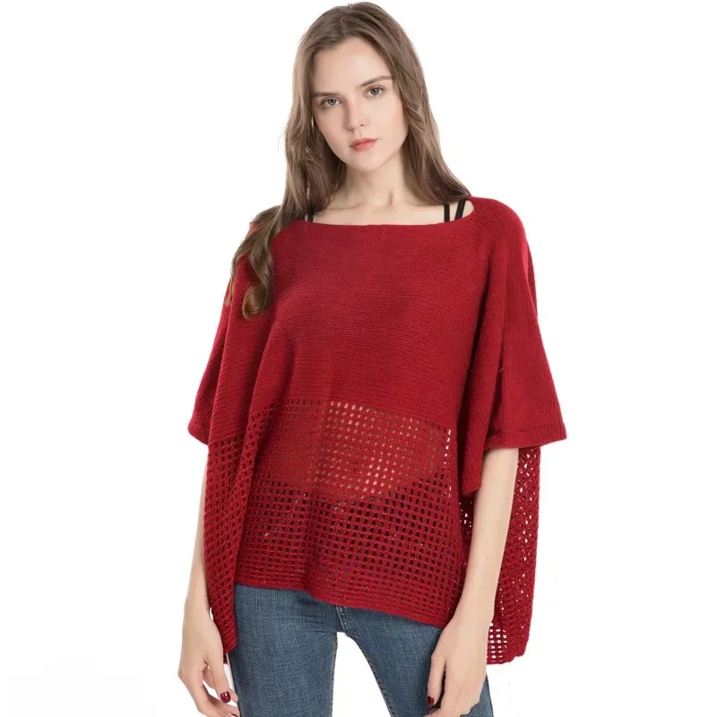 Women's Imitation Cashmere Poncho Spring Summer Hollow-Out One-Piece Neckline Shawl Pure Color Pullover Cape for Casual Wear Red
Women's Imitation Cashmere Poncho Spring Summer Hollow-Out One-Piece Neckline Shawl Pure Color Pullover Cape for Casual Wear Red