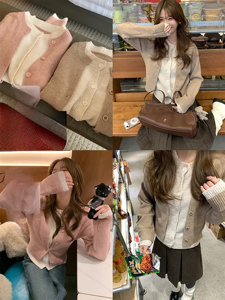 Miaolab Women's Knitted Cardigan Sweater Fake Two-Piece Color Blo Wool Blend Long Sve round Ne Button-Up Thi Winter
Miaolab Women's Knitted Cardigan Sweater Fake Two-Piece Color Blo Wool Blend Long Sve round Ne Button-Up Thi Winter