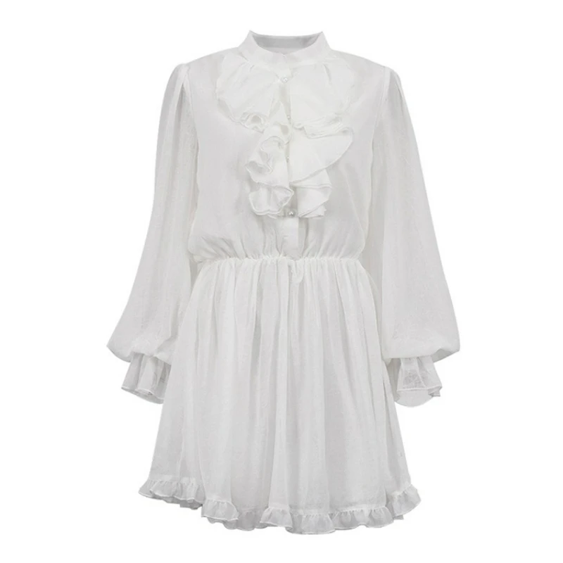 2026 Summer Fashion Design Sense Ruffled Stand-up Collar Long-sleeved A-line Dress French Style Elegant Short Dress for Women
2026 Summer Fashion Design Sense Ruffled Stand-up Collar Long-sleeved A-line Dress French Style Elegant Short Dress for Women