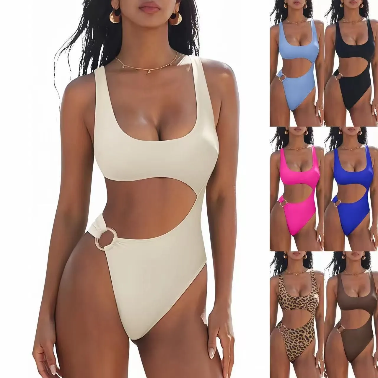Women Swimwear Bikini Hollow Out Metal Ring Swimsuit Slimming Bikinis Side Cut Out High Cut Leg Two Piece Swimsuit Scoop Neck
Women Swimwear Bikini Hollow Out Metal Ring Swimsuit Slimming Bikinis Side Cut Out High Cut Leg Two Piece Swimsuit Scoop Neck
