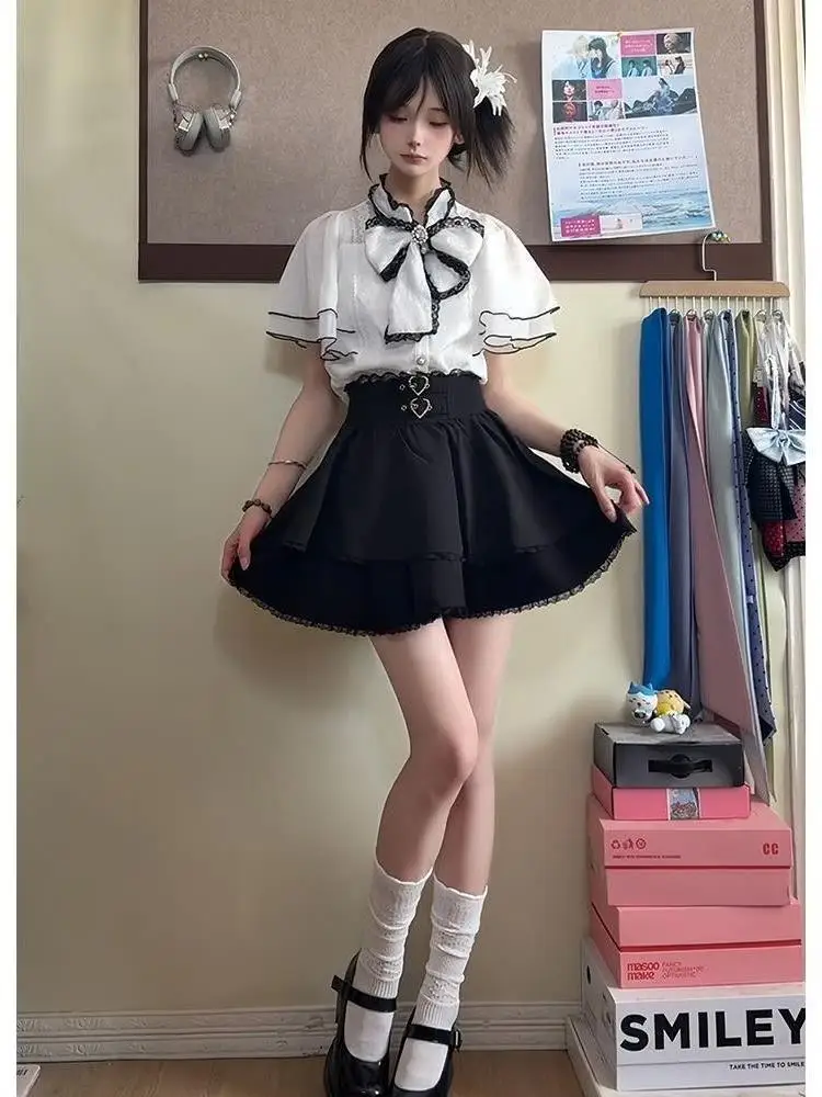 Y2k Эстетический комплект из двух предметов, женские кружевные лоскутные блузки с бантом в стиле гранж + мини-юбки в стиле феи в стиле гранж, наряды в стиле Харадзюку
Y2k Эстетический комплект из двух предметов, женские кружевные лоскутные блузки с бантом в стиле гранж + мини-юбки в стиле феи в стиле гранж, наряды в стиле Харадзюку