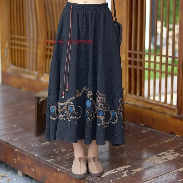 2024 chinese traditional skirt national flower embroidery jacquard skirt vintage loose elastic waist midi skirt folk dance suit
2024 chinese traditional skirt national flower embroidery jacquard skirt vintage loose elastic waist midi skirt folk dance suit