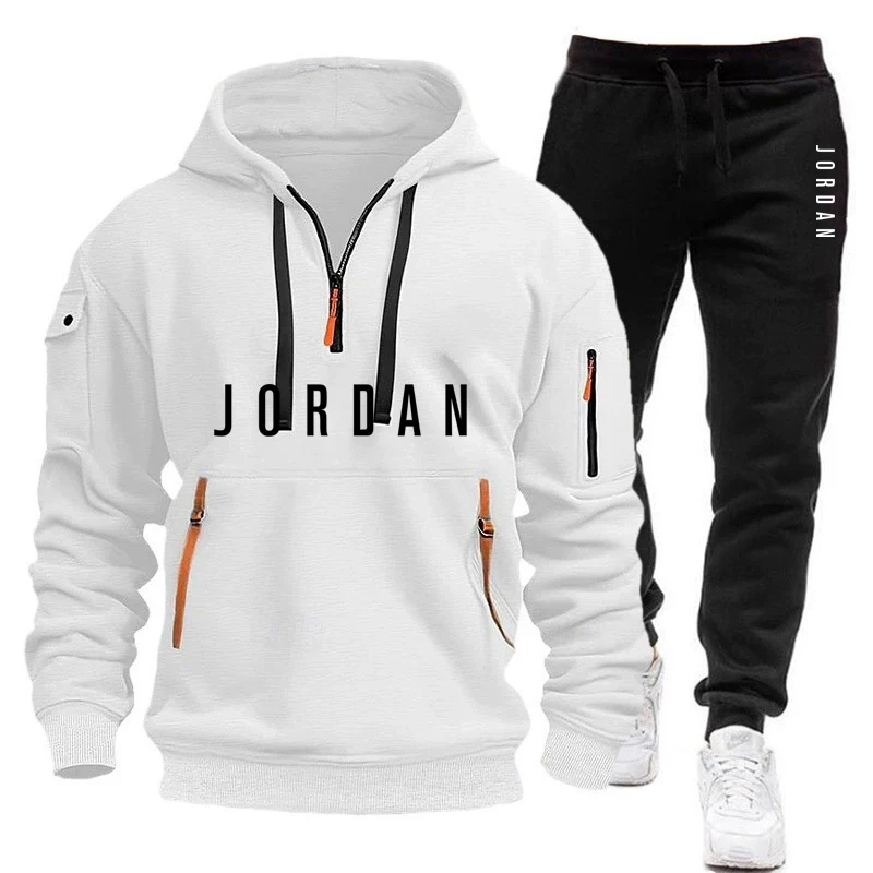 Autumn Winter Men 2-Piece Tracksuit Zipper Multi-Pocket Hoodie Pullover & Sports Pants Casual Outfit for Outdoor Jogging Fitness
Autumn Winter Men 2-Piece Tracksuit Zipper Multi-Pocket Hoodie Pullover & Sports Pants Casual Outfit for Outdoor Jogging Fitness