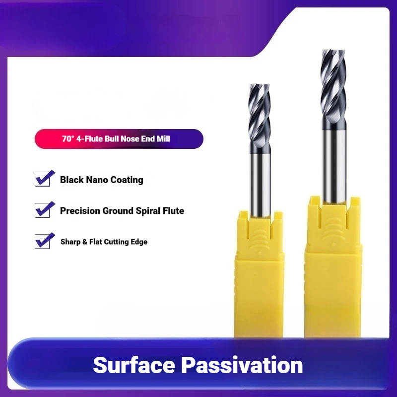 HRC70 Tungsten Steel Carbide 4 Flutes CNC Bullnose Corner Radius End Mill R0.5 R1 R2 Metal Cutting Milling Router Tool