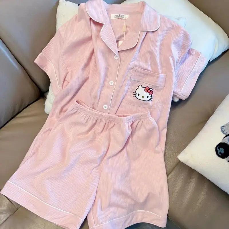 Sanrio Girls Short Sleeve 2Pcs Hello Kittys Girls New Style Shorts Summer Versatile Thin Cardigan Pajamas Home Clothing Set Hot
Sanrio Girls Short Sleeve 2Pcs Hello Kittys Girls New Style Shorts Summer Versatile Thin Cardigan Pajamas Home Clothing Set Hot