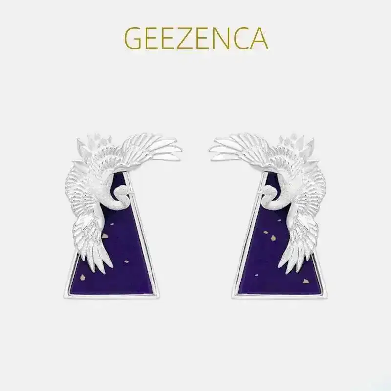 GEEZENCA 925 Silver Crane Lapis Lazuli Mountain Detachable Earrings For Women Bird Chic Vintage Chinese Style Earring
GEEZENCA 925 Silver Crane Lapis Lazuli Mountain Detachable Earrings For Women Bird Chic Vintage Chinese Style Earring