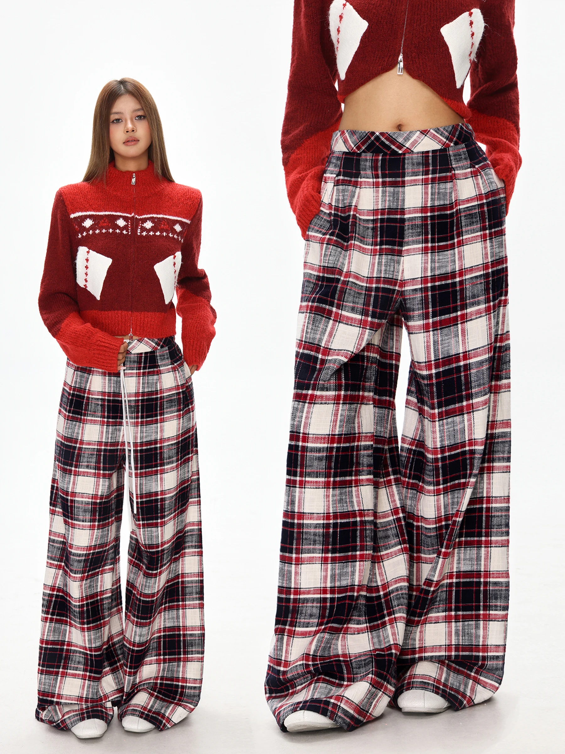 High Waist Plaid Wide Leg Pants Women's Loose Casual Trousers Color Blo Retro Straight Leg Pants Winter Faion Ladies' Clo...
High Waist Plaid Wide Leg Pants Women's Loose Casual Trousers Color Blo Retro Straight Leg Pants Winter Faion Ladies' Clo...