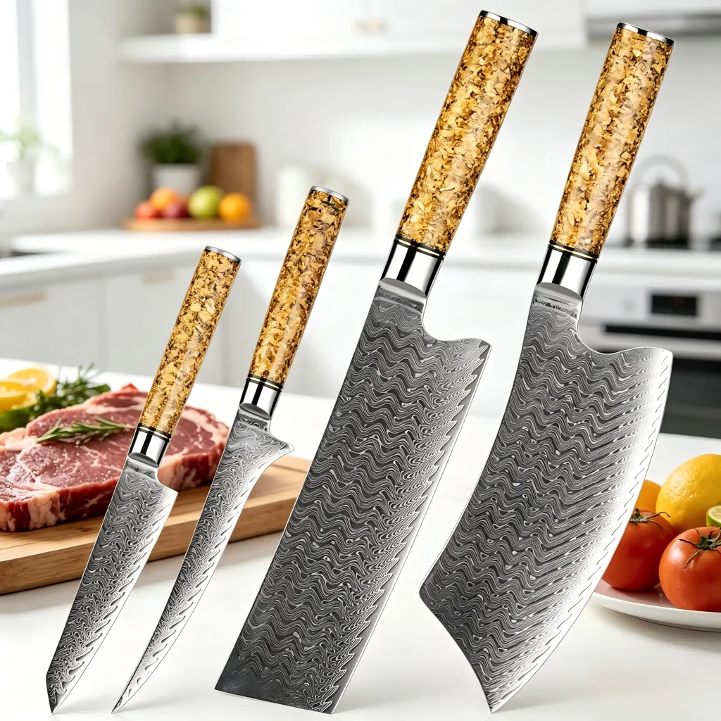 XITUO Kitchen Knives Set 1-4PCS, Damascus Steel Sharp Professional Chef Knives Set Includes:Cleaver,Nakiri,Boning&Utility Knives
XITUO Kitchen Knives Set 1-4PCS, Damascus Steel Sharp Professional Chef Knives Set Includes:Cleaver,Nakiri,Boning&Utility Knives