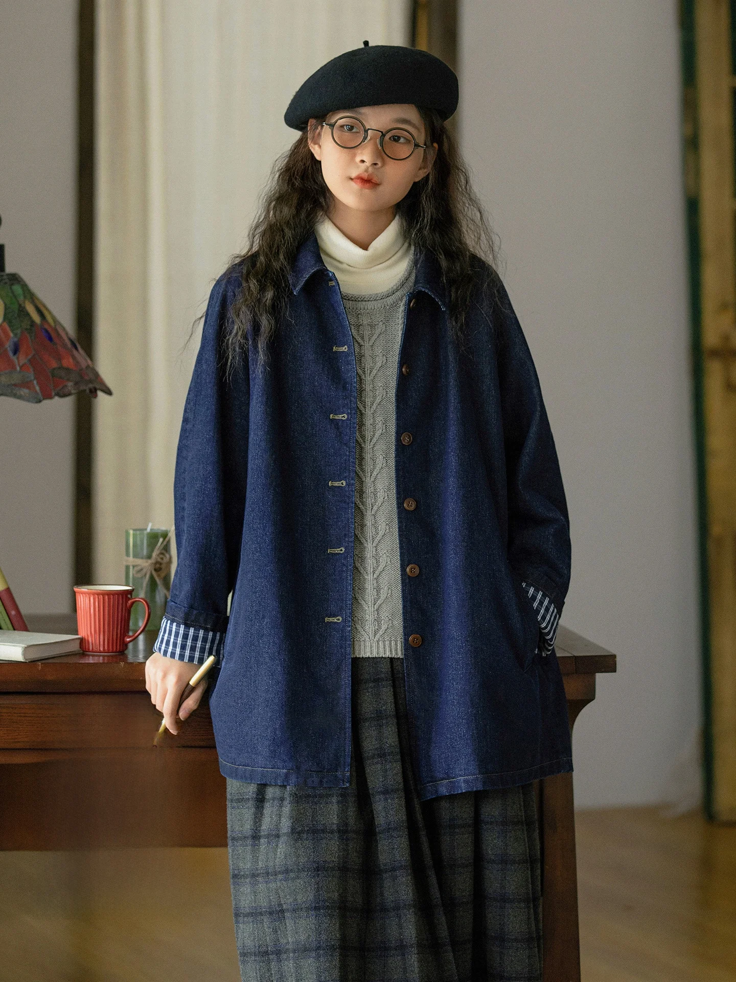 Original Pure Cotton Blue ort Jaet Women's Autumnal Casual Loose Jeans Top Vintage Japanese Sle Medium-Length Coat
Original Pure Cotton Blue ort Jaet Women's Autumnal Casual Loose Jeans Top Vintage Japanese Sle Medium-Length Coat