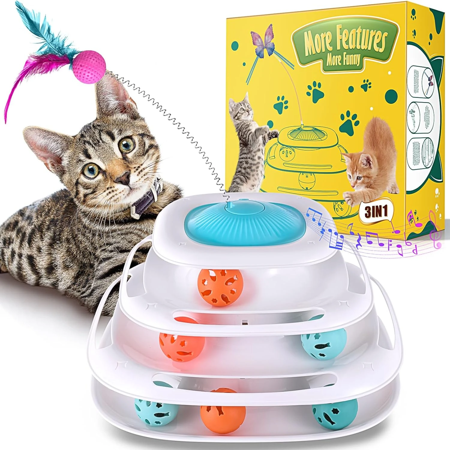 Interactive 3in1 Cat Toys for Indoor Cats - Perfect Gifts for Cats - Automatic Kitten Toys with Fluttering, Track Balls, and Sim
Interactive 3in1 Cat Toys for Indoor Cats - Perfect Gifts for Cats - Automatic Kitten Toys with Fluttering, Track Balls, and Sim