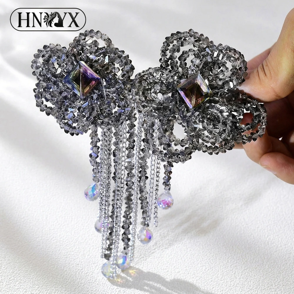 HNYYX Luxury Gray Crystal Bow Tassel Hair Clip Handmade Beaded Rhinestone Hair Barrette Women Wedding Tassel Hair Accessory A68
HNYYX Luxury Gray Crystal Bow Tassel Hair Clip Handmade Beaded Rhinestone Hair Barrette Women Wedding Tassel Hair Accessory A68