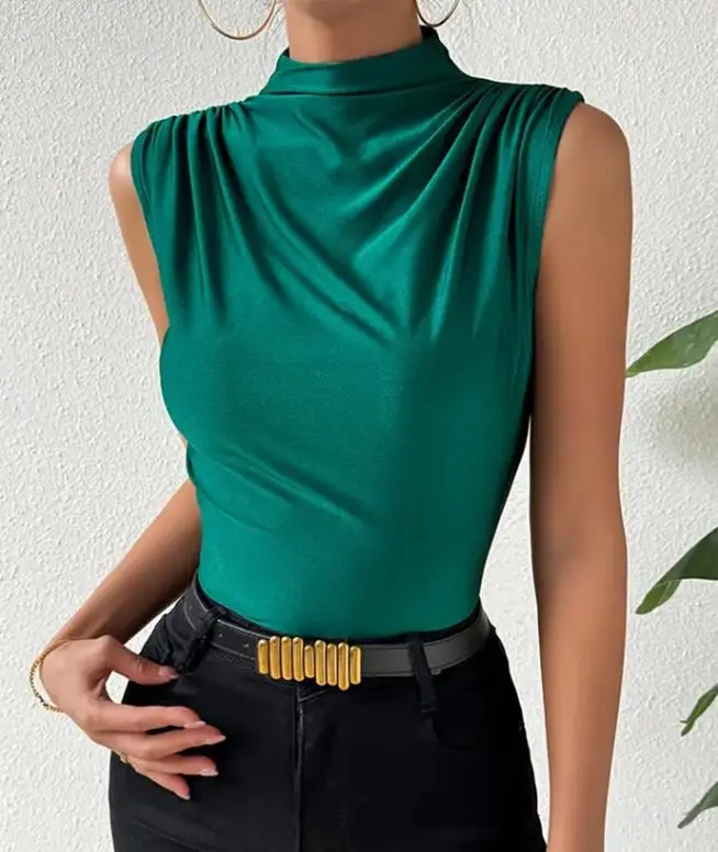 Tailored Women's Vest Summer New Fashionable Stand Up Collar Pleated Design Elegant Temperament Solid Color Sleeveless Vest
Tailored Women's Vest Summer New Fashionable Stand Up Collar Pleated Design Elegant Temperament Solid Color Sleeveless Vest