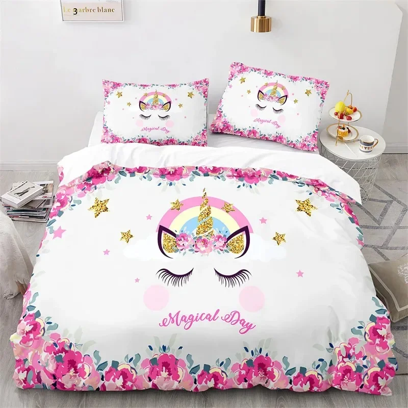 Cartoon Unicorn Floral Rainbow Girl's Eyelash Bedding Set Boys Girls Twin Queen Size Duvet Cover Pillowcase Bed Kids Adult
Cartoon Unicorn Floral Rainbow Girl's Eyelash Bedding Set Boys Girls Twin Queen Size Duvet Cover Pillowcase Bed Kids Adult