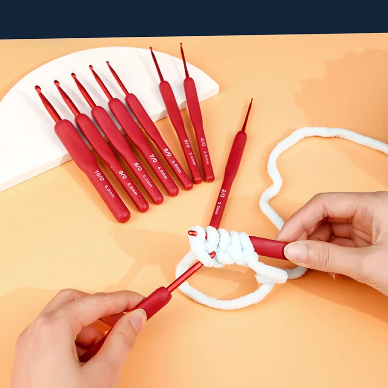 9PCS Oppo Packaging Knitting Tool Set 2.0mm - 6.0mm Single Head TPR Red Handle Silicone Crochet
9PCS Oppo Packaging Knitting Tool Set 2.0mm - 6.0mm Single Head TPR Red Handle Silicone Crochet