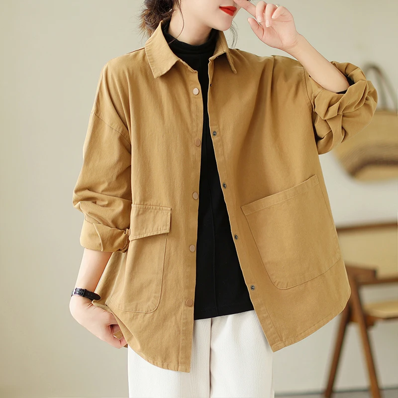 Cotton Linen Jacket Women Loose Thin Casual Trench Coat Korean Fashion Autumn Long-sleeved Shirt Oversize Blouse Camisa Feminina
Cotton Linen Jacket Women Loose Thin Casual Trench Coat Korean Fashion Autumn Long-sleeved Shirt Oversize Blouse Camisa Feminina