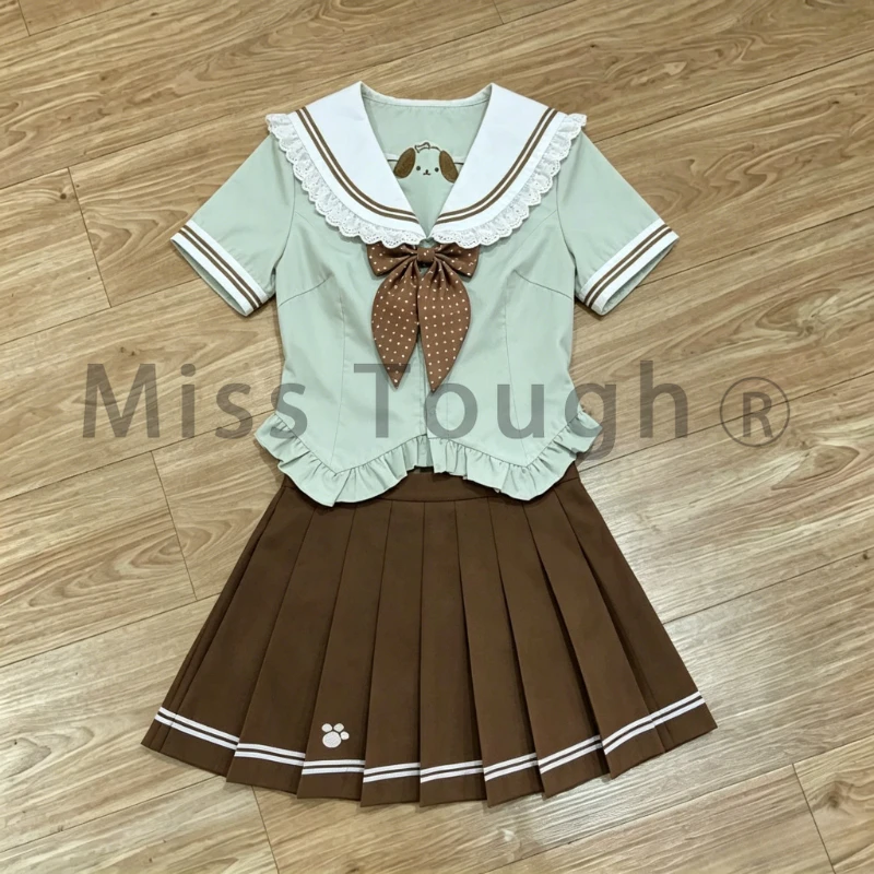 Cute Preppy Style Hot Short Sleeve Ruffle Women 2 Piece Set Bow Puppy Print Pleat Skirt Set Sweet Jk Korean Fashion Campus Daily
Cute Preppy Style Hot Short Sleeve Ruffle Women 2 Piece Set Bow Puppy Print Pleat Skirt Set Sweet Jk Korean Fashion Campus Daily