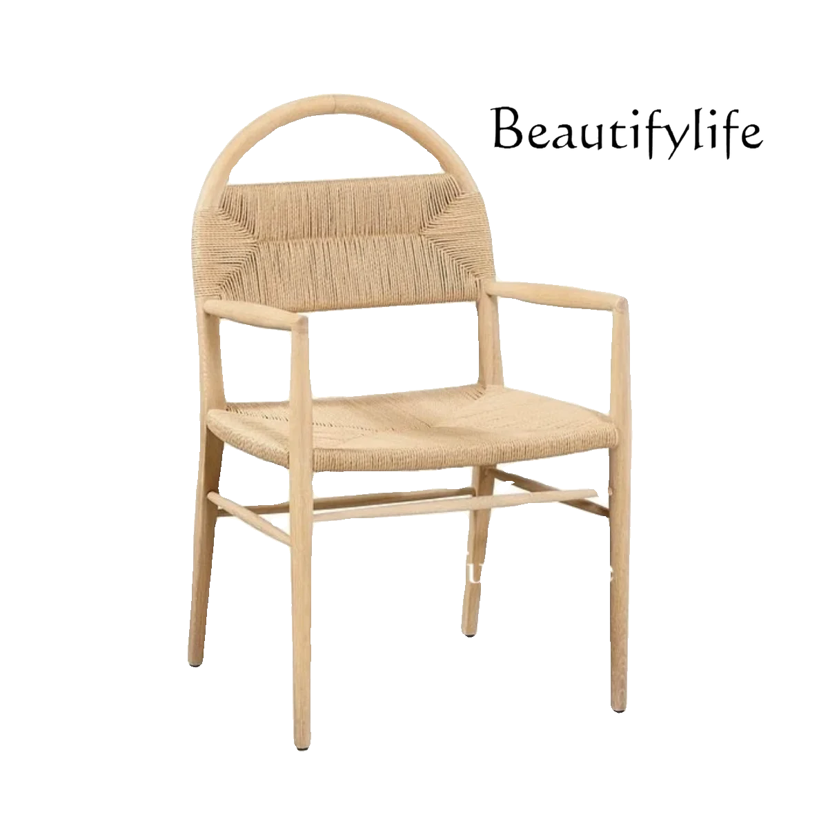 Solid wood medieval dining chair armrest Nordic modern simple home braided rope backrest designer Italian style
Solid wood medieval dining chair armrest Nordic modern simple home braided rope backrest designer Italian style