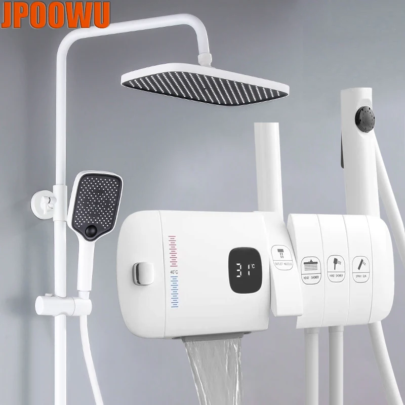 White LED Digital Shower Set Hot Cold Thermostatic Mixer Shower System Bathroom Wall Mount SPA Rain Fall Tap Modern Faucets Set
White LED Digital Shower Set Hot Cold Thermostatic Mixer Shower System Bathroom Wall Mount SPA Rain Fall Tap Modern Faucets Set
