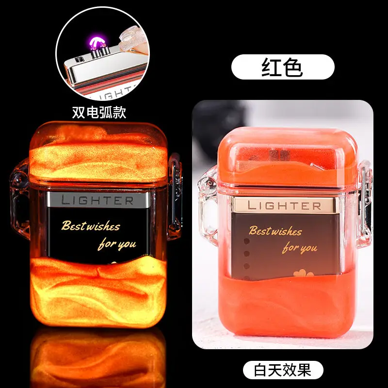 New luminous quicksand arc lighter, dual arc pulse igniter, smoking accessories, holiday gifts
New luminous quicksand arc lighter, dual arc pulse igniter, smoking accessories, holiday gifts