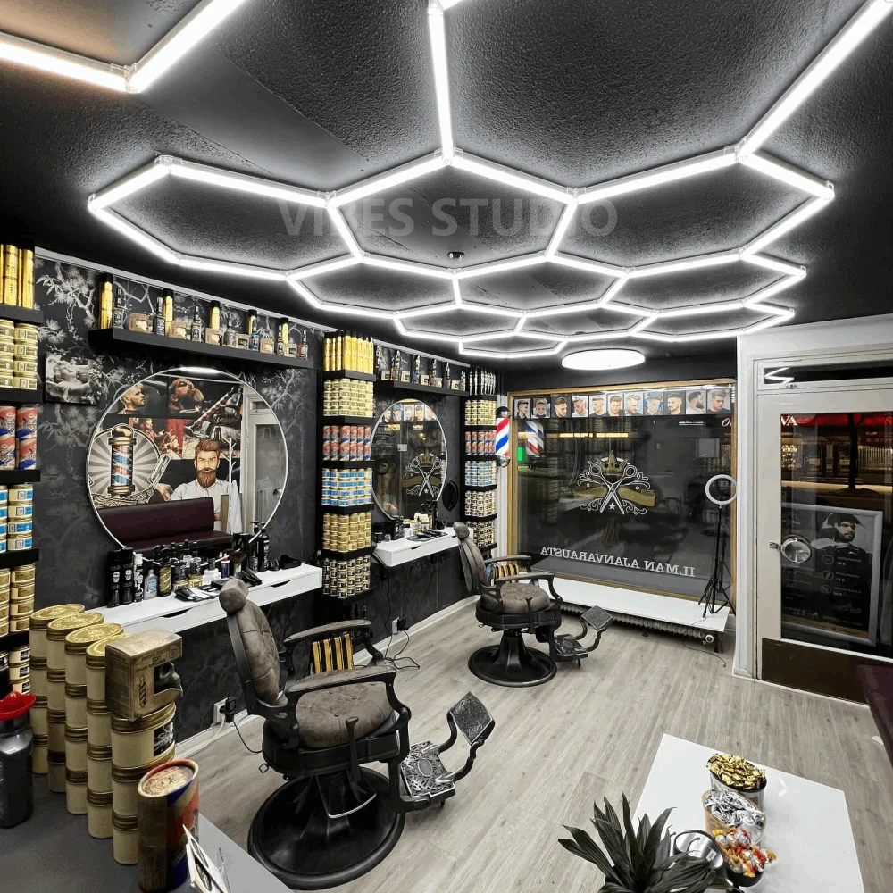 Hexagon LED Ceiling Light for Barbershop Hair Salon Gym Garage 110V-240V 4S Showroom Car Detailing Honeycomb Led Tube Lighting
Hexagon LED Ceiling Light for Barbershop Hair Salon Gym Garage 110V-240V 4S Showroom Car Detailing Honeycomb Led Tube Lighting