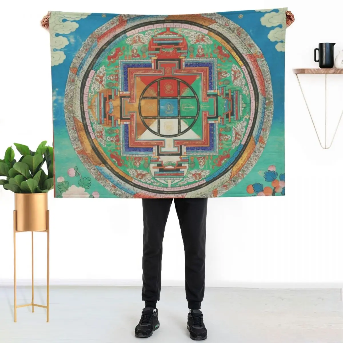 Buddhist Mandala Thangka Art Throw Blanket Foldable Soft Warm Blanket for Outdoor Use
Buddhist Mandala Thangka Art Throw Blanket Foldable Soft Warm Blanket for Outdoor Use