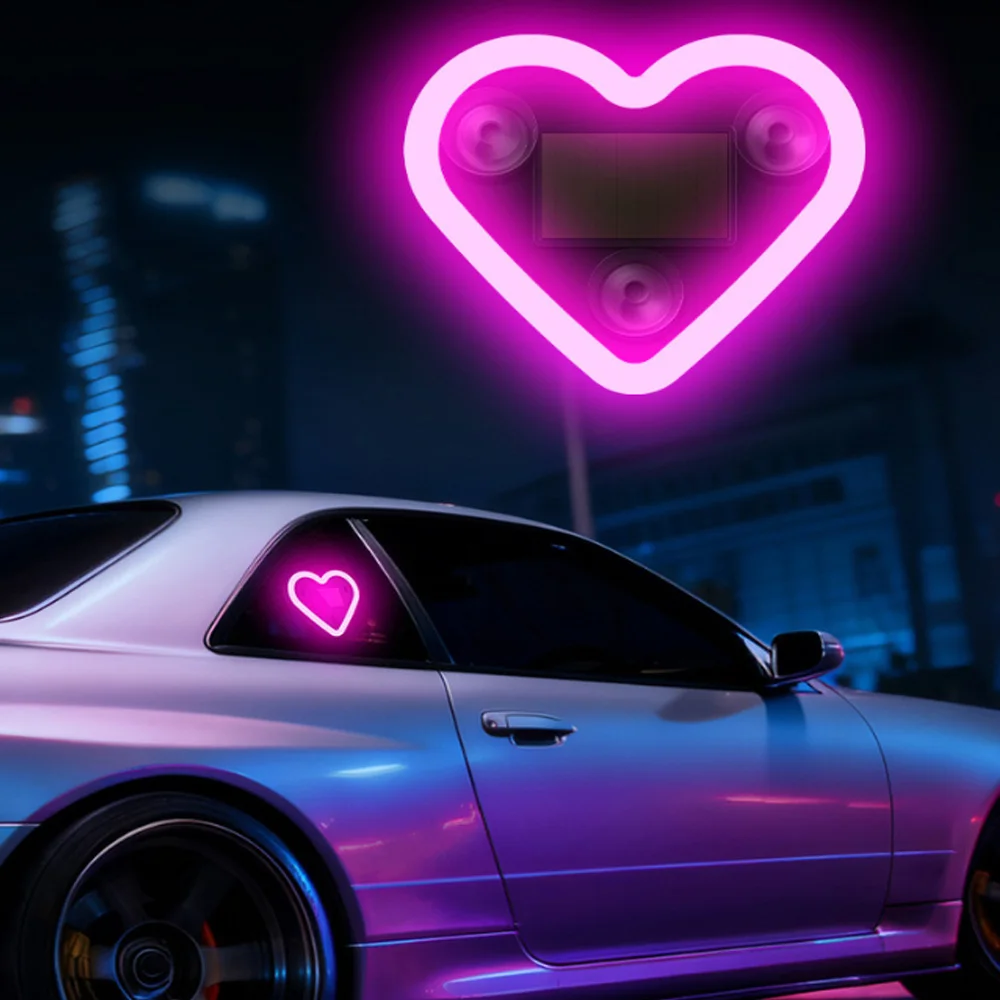 Solar Powered Car Neon Light Wireless Cute Heart Shaped Led Ambient Light Suction Cup USB Rechargeable Atmosphere Breathing Lamp
Solar Powered Car Neon Light Wireless Cute Heart Shaped Led Ambient Light Suction Cup USB Rechargeable Atmosphere Breathing Lamp