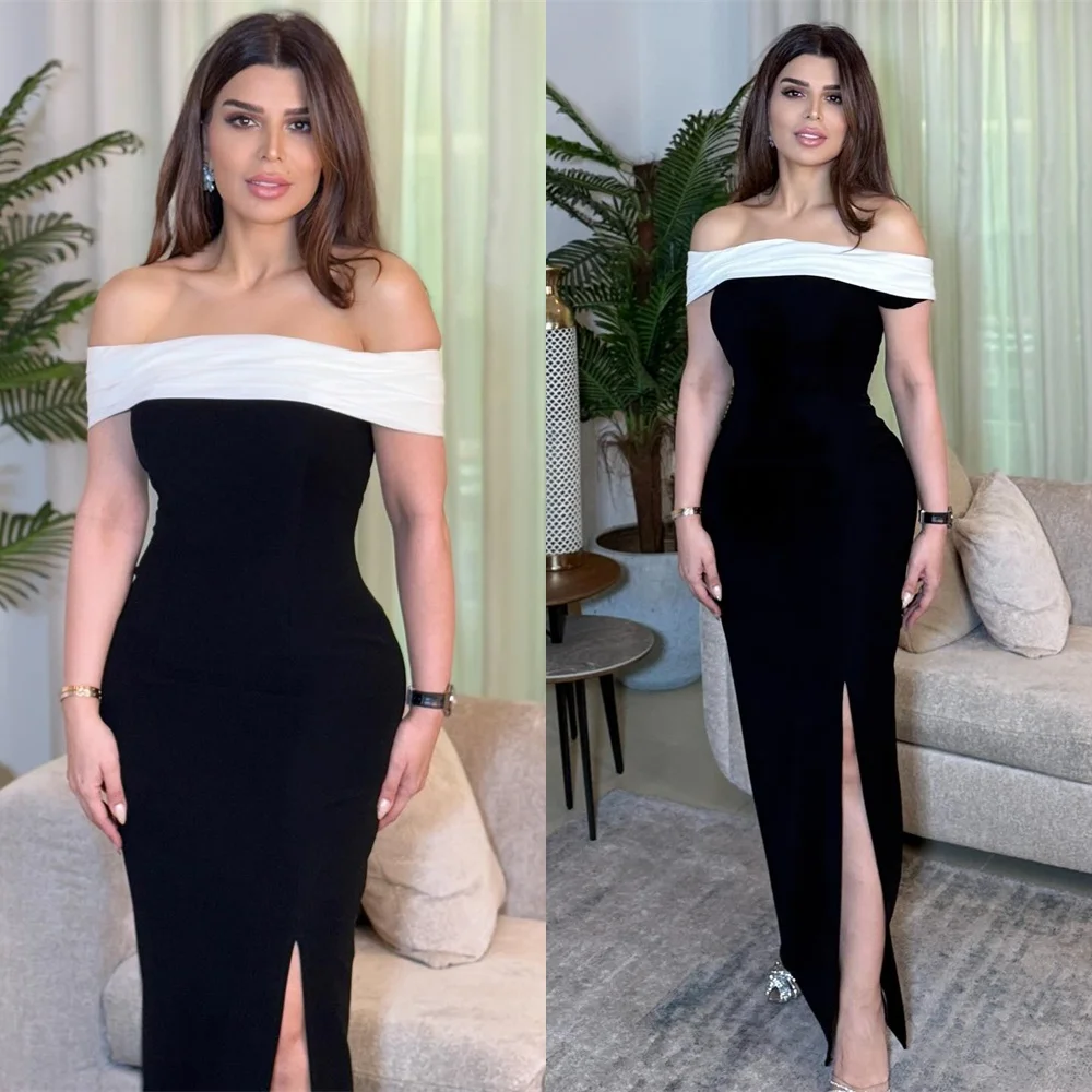 Customized Classic Black Jersey Evening Dress Exquisite Off the Shoulder Celebrity Gowns Luxury Sweep Train Prom Dresses
Customized Classic Black Jersey Evening Dress Exquisite Off the Shoulder Celebrity Gowns Luxury Sweep Train Prom Dresses