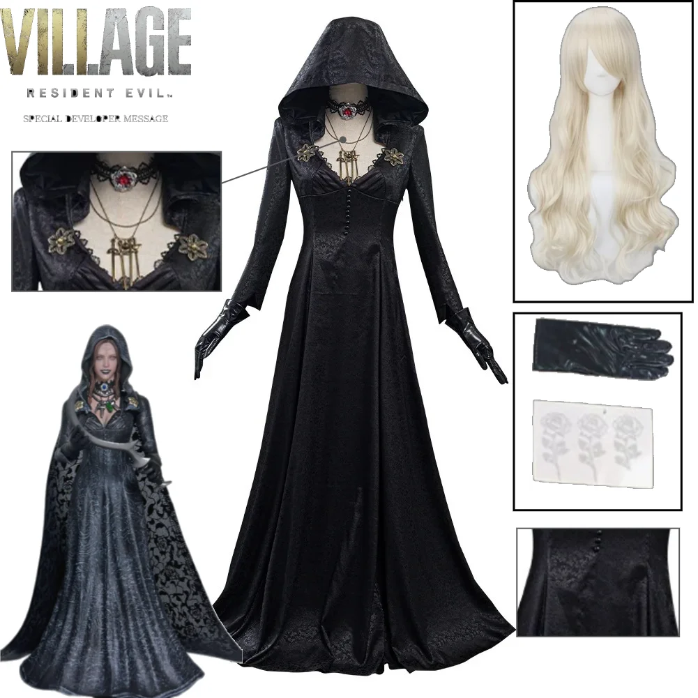 Resident Evil 8 Moth Lady Cosplay Costume Gothic Vampire Dress Wig Halloween Stage Performance Outfit with Free Tattoo Sticker
Resident Evil 8 Moth Lady Cosplay Costume Gothic Vampire Dress Wig Halloween Stage Performance Outfit with Free Tattoo Sticker