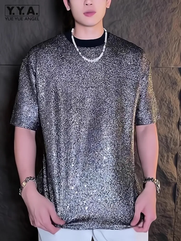 Shiny Sequined T-Shirt Men Summer Short Sleeve Comfortable Tees Tops O Neck Pullover Casual Steetwear New Designer T-Shirts Male
Shiny Sequined T-Shirt Men Summer Short Sleeve Comfortable Tees Tops O Neck Pullover Casual Steetwear New Designer T-Shirts Male