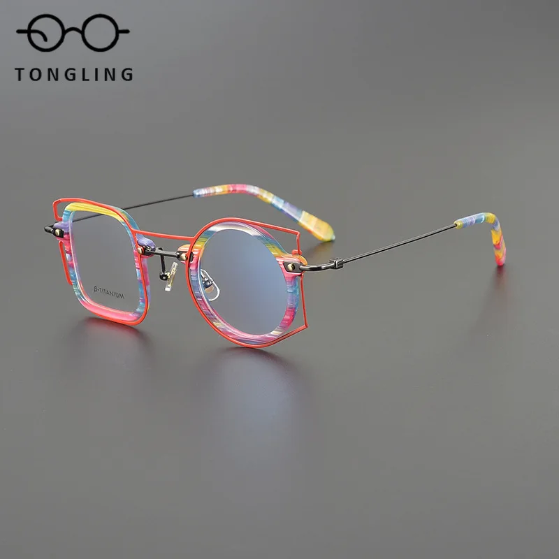 A square a round personality glasses pure titanium ultralight foreign retro color match men and women with myopia glasses frames
A square a round personality glasses pure titanium ultralight foreign retro color match men and women with myopia glasses frames