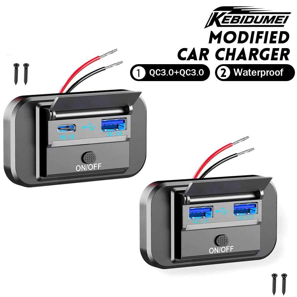 KEBIDUMEI 2 Ports Car Charger Socket Panel QC3.0 PD Outlet 12V/24V 2IN1 Fast Charging Adapter for Bus Truck RV Car Accessories
KEBIDUMEI 2 Ports Car Charger Socket Panel QC3.0 PD Outlet 12V/24V 2IN1 Fast Charging Adapter for Bus Truck RV Car Accessories
