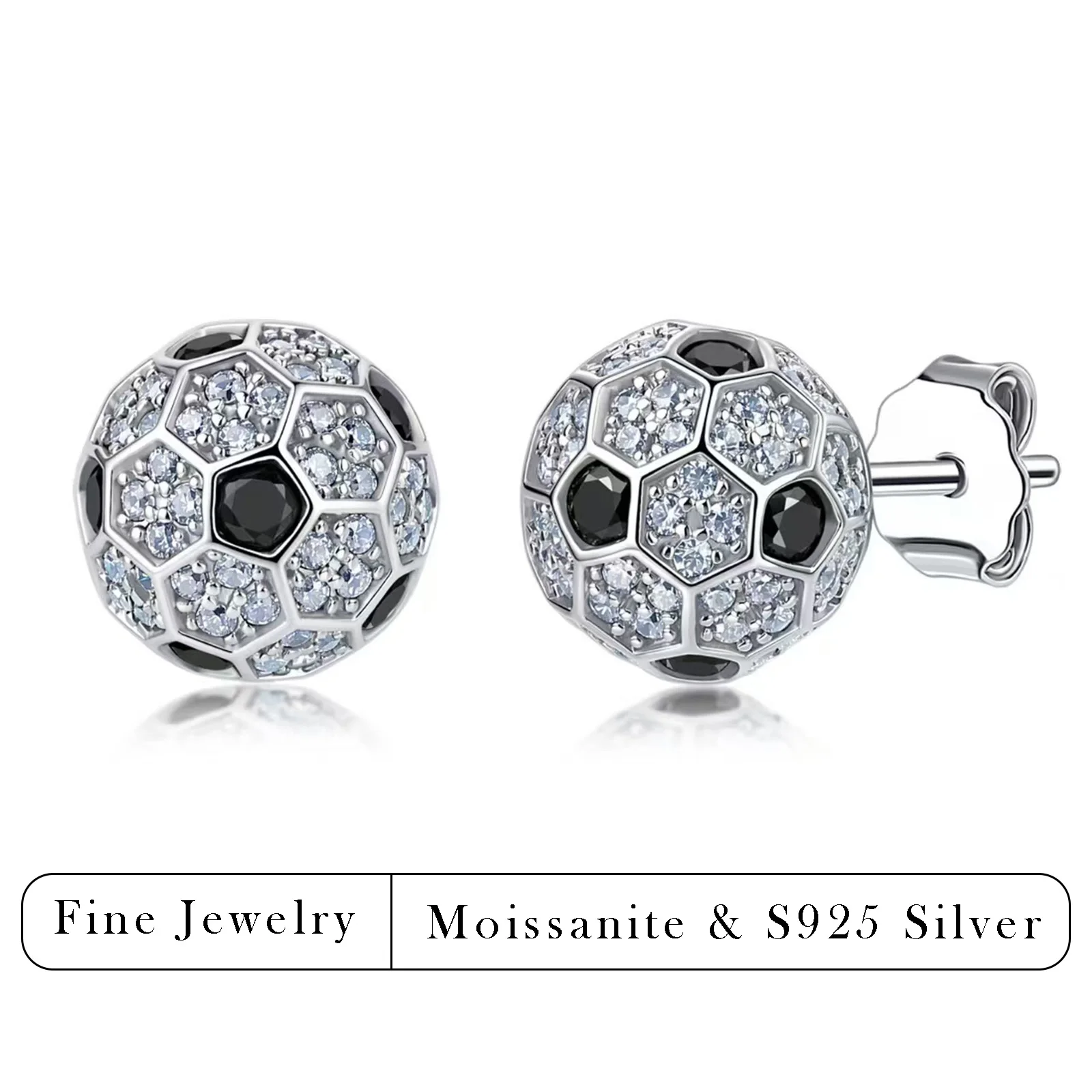 1.6 CTW Moissanite Soccer Ball Stud Earrings S925 Silver Hypoallergenic Black White Moissanite Sporty Jewelry for Fans
1.6 CTW Moissanite Soccer Ball Stud Earrings S925 Silver Hypoallergenic Black White Moissanite Sporty Jewelry for Fans