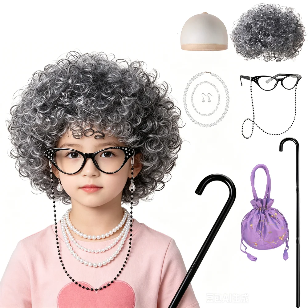 100 Days Of School Grandma Granny Costume For Girls Old Lady Wig Glasses Accessories Set For Kids Halloween Cosplay Pretend Play
100 Days Of School Grandma Granny Costume For Girls Old Lady Wig Glasses Accessories Set For Kids Halloween Cosplay Pretend Play