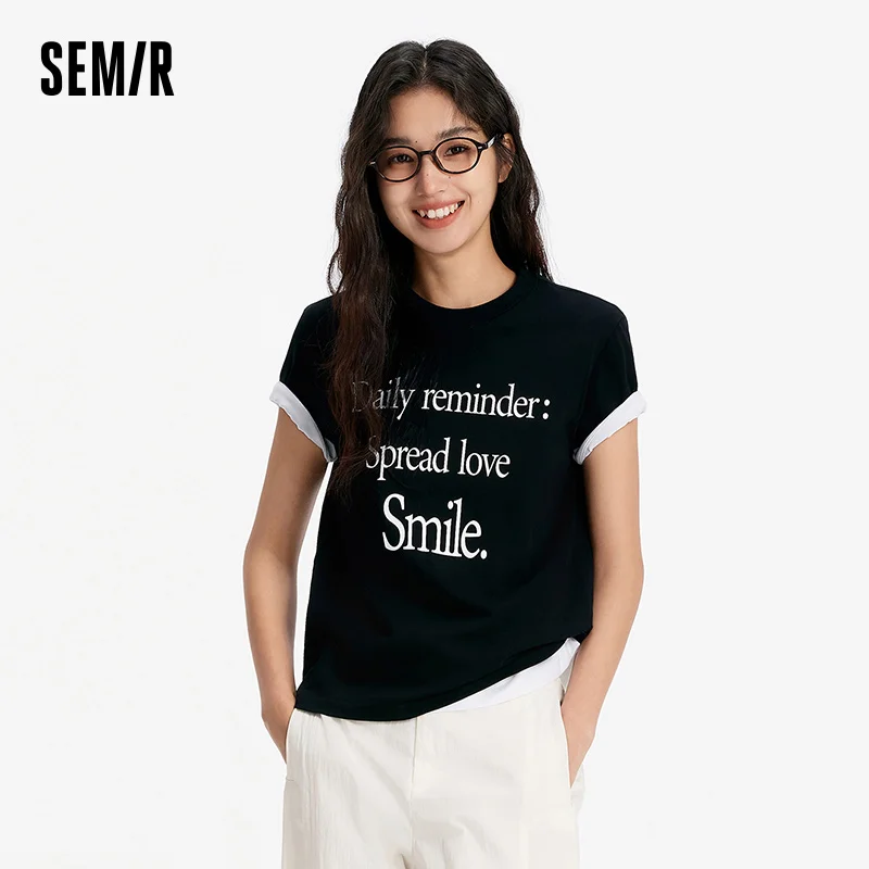 Женская футболка Semir с коротким рукавом и буквенным дизайном, модная и универсальная, новинка 2023 года, летняя стильная одежда из чистого хлопка для повседневной носки
Женская футболка Semir с коротким рукавом и буквенным дизайном, модная и универсальная, новинка 2023 года, летняя стильная одежда из чистого хлопка для повседневной носки