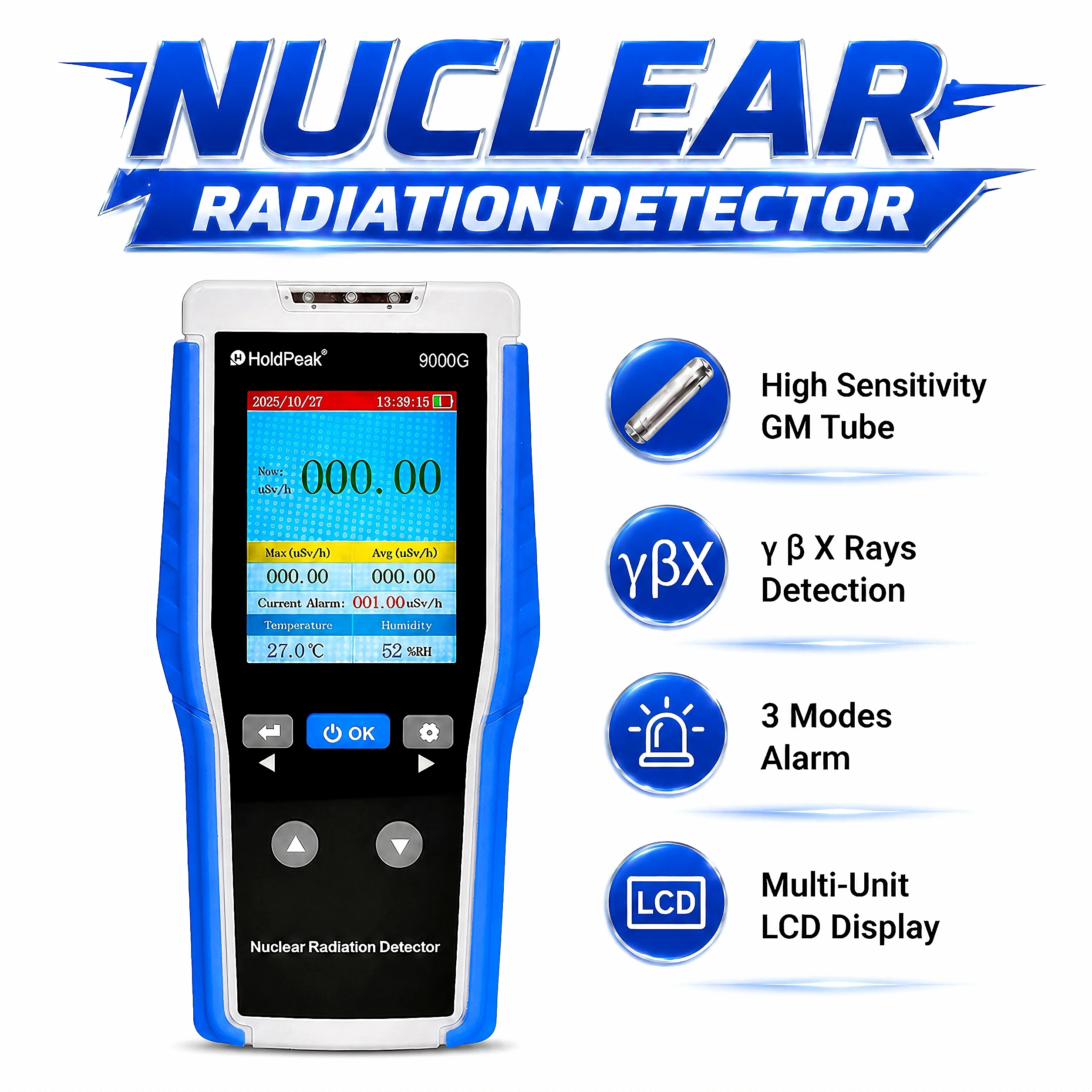 Geiger Counter Nuclear Radiation Detector Personal Dosimeter Radioactivity Tester X γ β Rays Detection Rechargeable LCD Display
Geiger Counter Nuclear Radiation Detector Personal Dosimeter Radioactivity Tester X γ β Rays Detection Rechargeable LCD Display