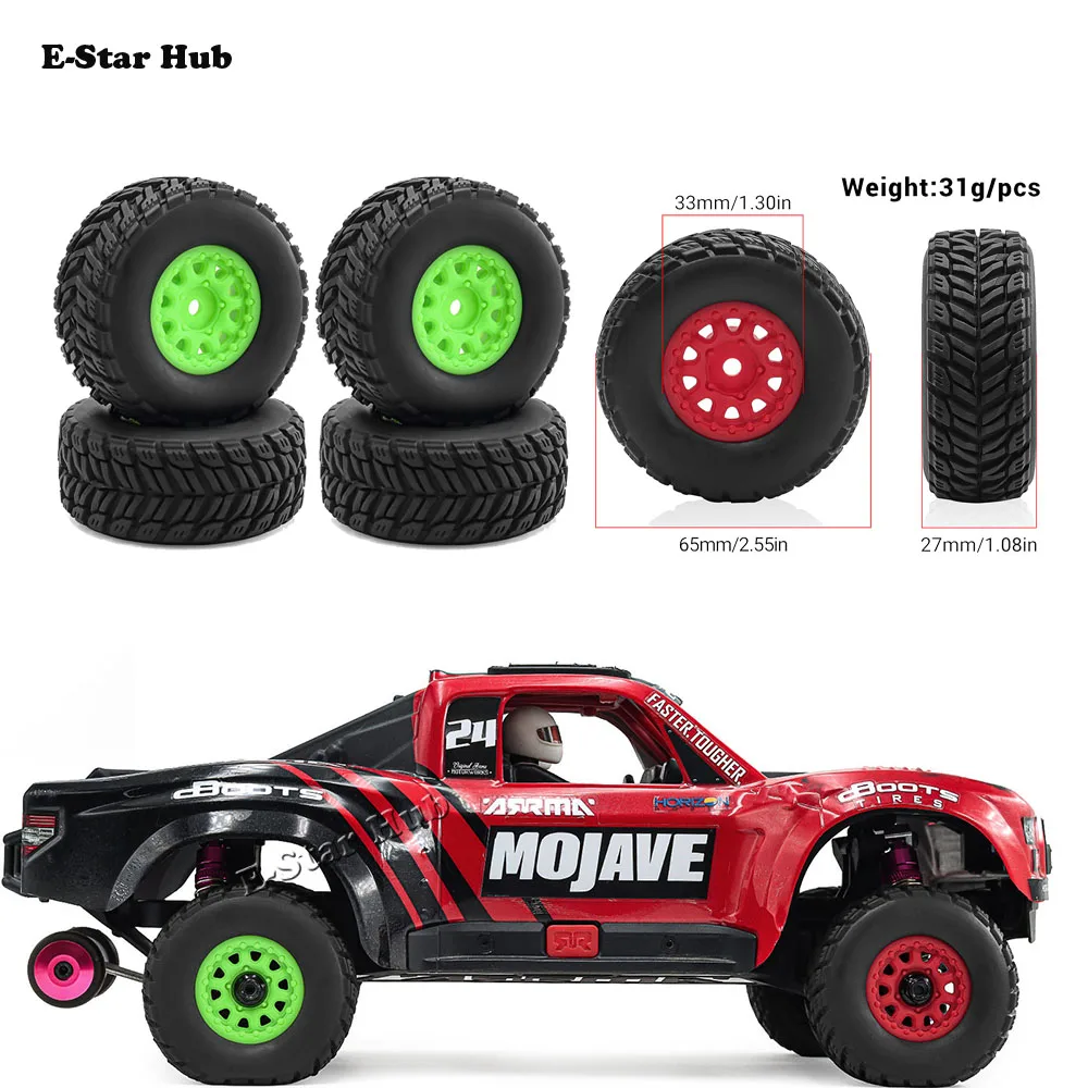 4PCS 65mm Tires Wheel 12mm Hex Hub for Arrma 1/14 Mini MOJAVE GROM RC Car Upgrade Parts Accessories
4PCS 65mm Tires Wheel 12mm Hex Hub for Arrma 1/14 Mini MOJAVE GROM RC Car Upgrade Parts Accessories