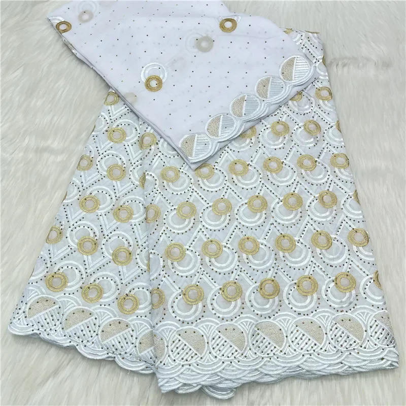 7 yard With Scarf White Gold Swiss voile lace fabric Dry lace embroidery African 100% cotton fabrics Dubai style 27L5030301
7 yard With Scarf White Gold Swiss voile lace fabric Dry lace embroidery African 100% cotton fabrics Dubai style 27L5030301