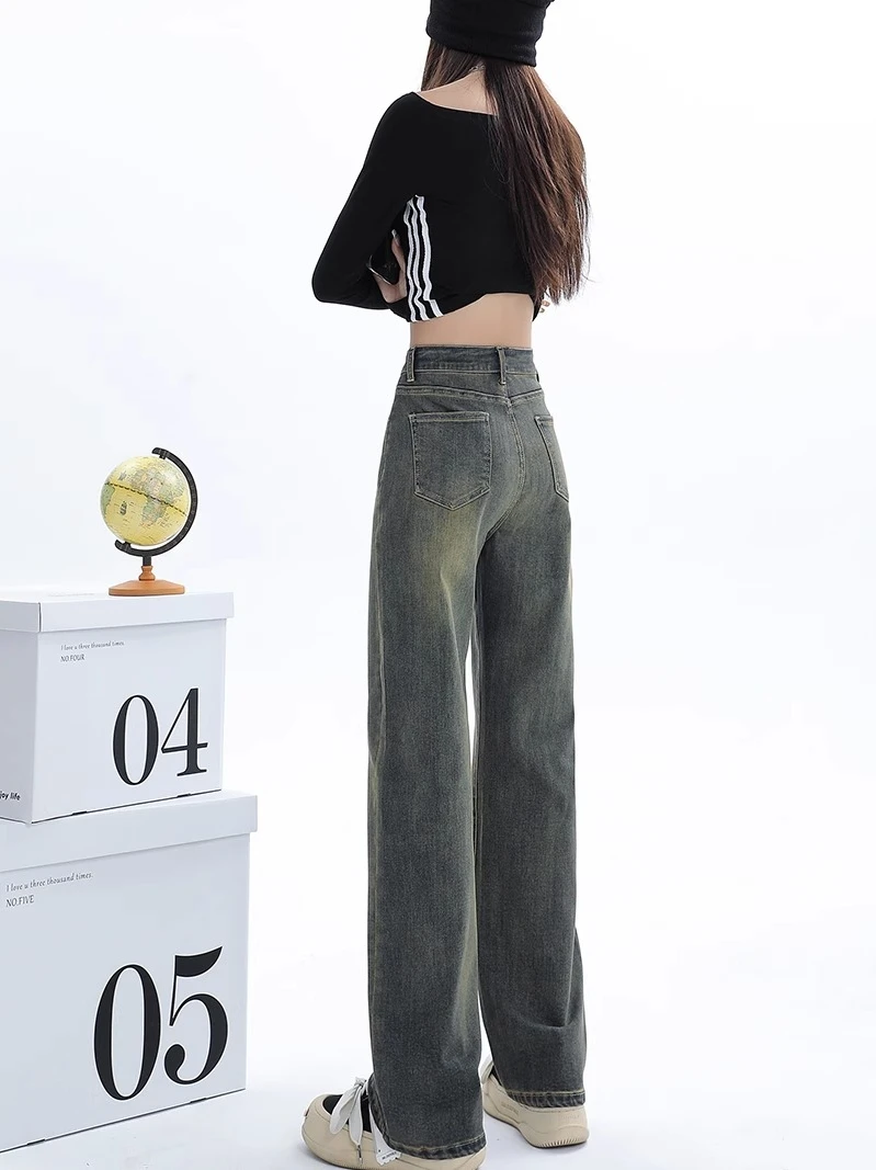 High Waist Wide Leg Straight Tube Jeans Women's Spring Autumn New Small Size Cement Yellow Long Pants Cotton Polyester Blend
High Waist Wide Leg Straight Tube Jeans Women's Spring Autumn New Small Size Cement Yellow Long Pants Cotton Polyester Blend