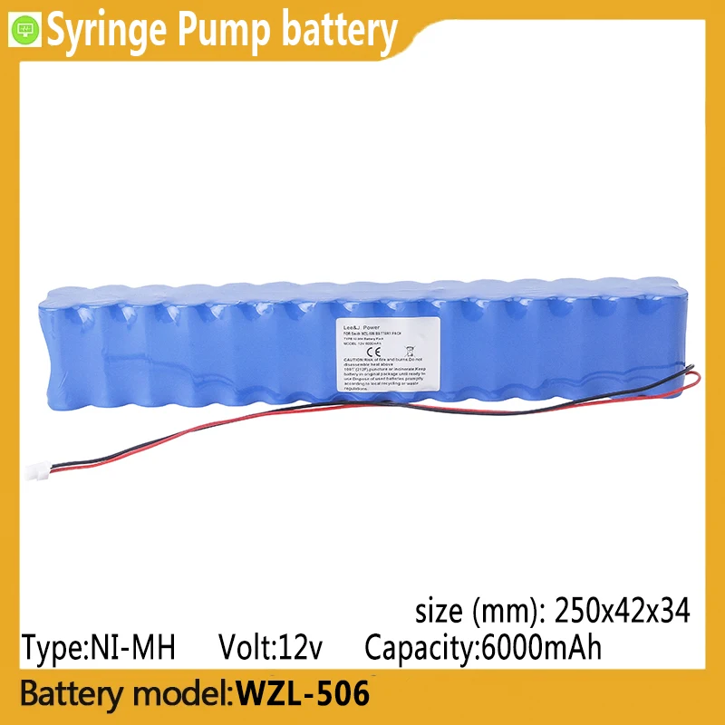WZL-506 capacity 6000mAh 12v NI-MH battery, suitable for Smith WZL-506,Syringe Pump
WZL-506 capacity 6000mAh 12v NI-MH battery, suitable for Smith WZL-506,Syringe Pump